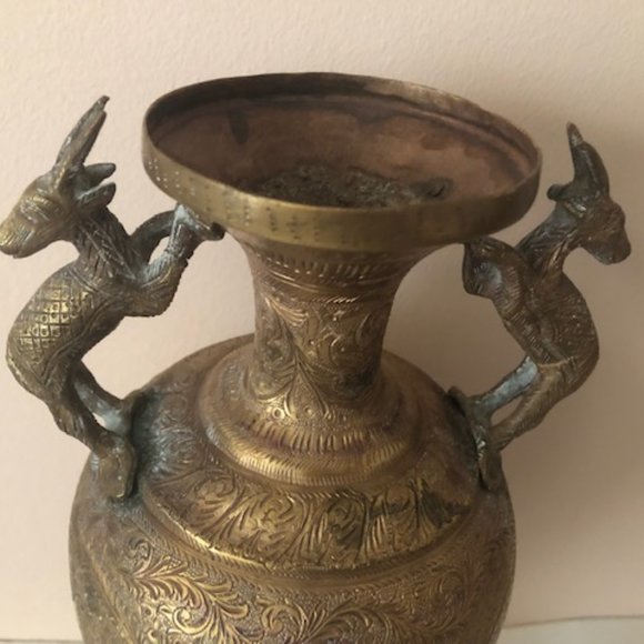 Antique Oriental Bronze Vases with animal's handles. Set of 4. Hindy. gods. - Picture 5 of 15